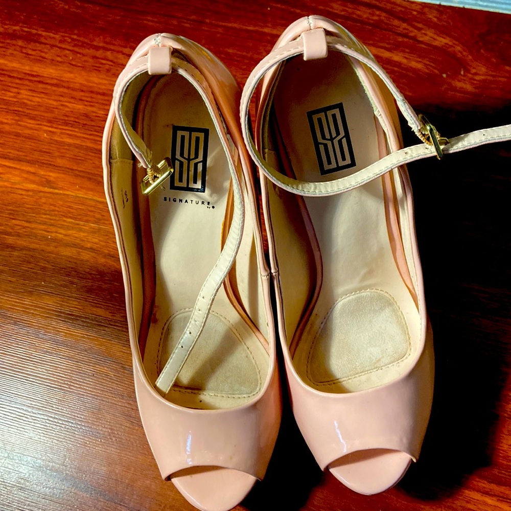 Signature pink open toe heel